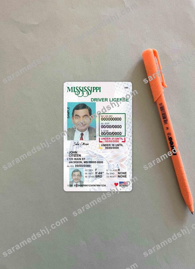 USA Mississippi driving license under 21 photolook FRONT